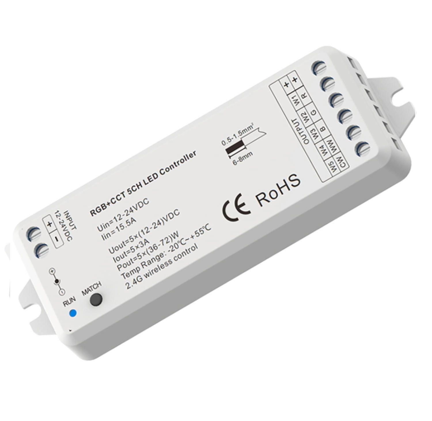 ISOLED Sys-Pro RGB+CCT Funk Mesh PWM-Dimmer, 1-5 Kanal, 12-24V DC 5x3A - 1