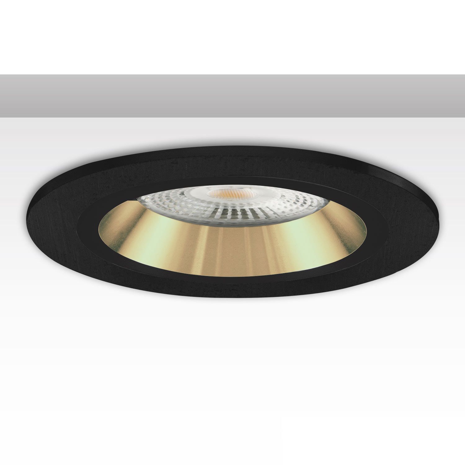 ISOLED Einbaurahmen rund, Loch 80mm, schwarz + schwarz-gold, für GU10/MR16 Spots - 1