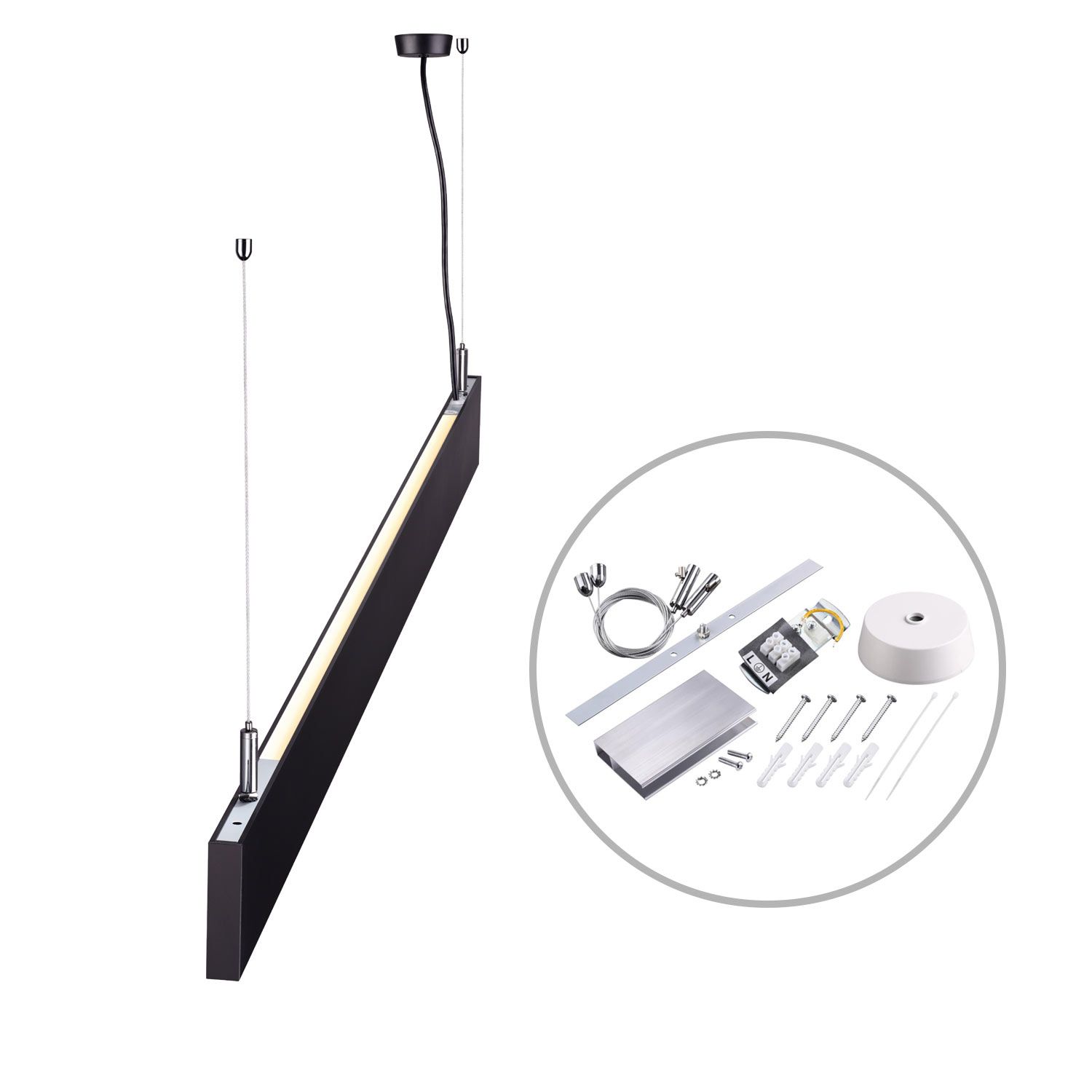 ISOLED LED Hängeleuchte Linear Up&Down 600, 25W, prismatisch, linear- u. 90° verbindbar, schwarz, warmweiß - 3