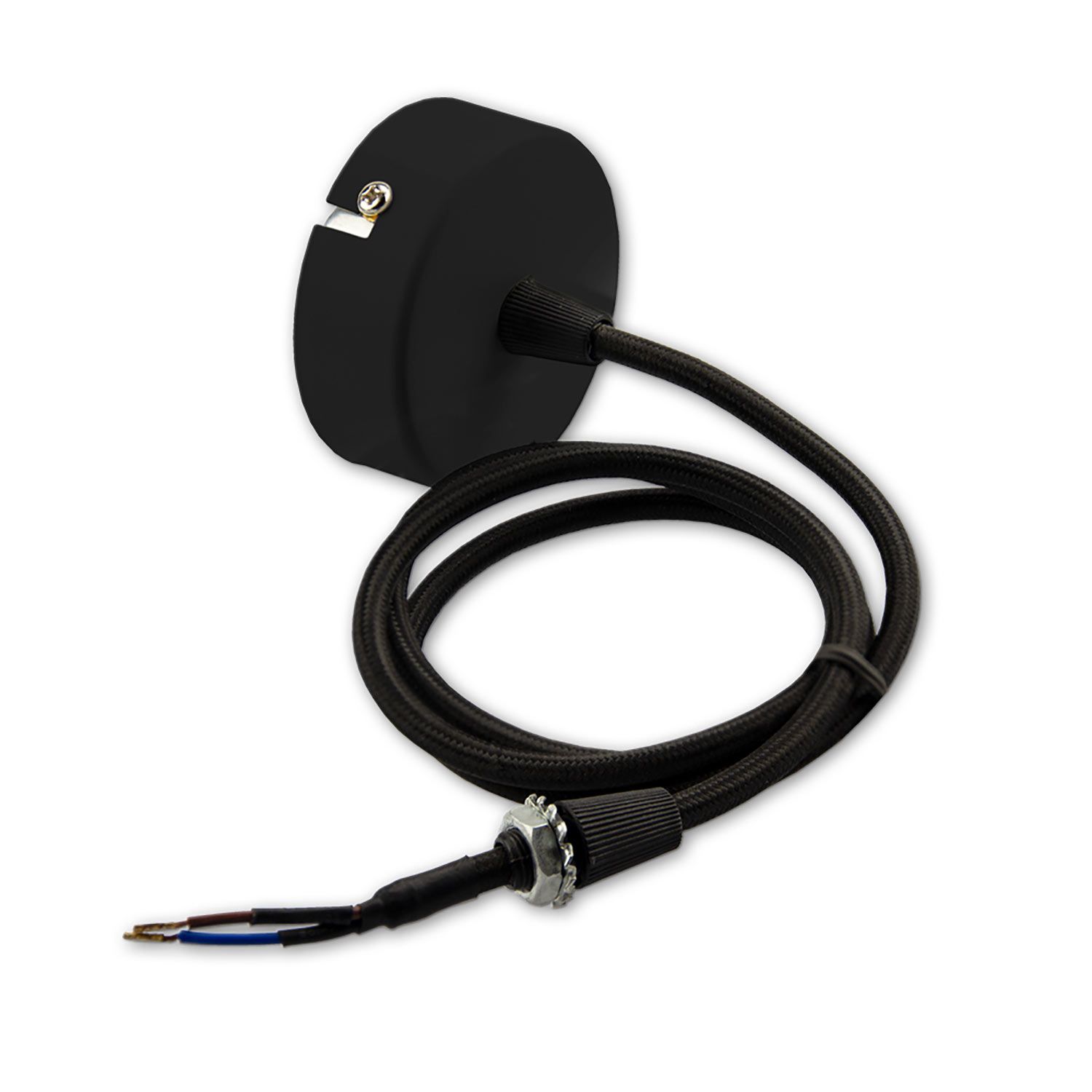 ISOLED Deckenbaldachin rund 60mm, schwarz inkl. 2-pol. Stoffkabel 1,5m ISOLED Deckenbaldachin rund 60mm, schwarz inkl. 2-pol. Stoffkabel 1,5m - 1