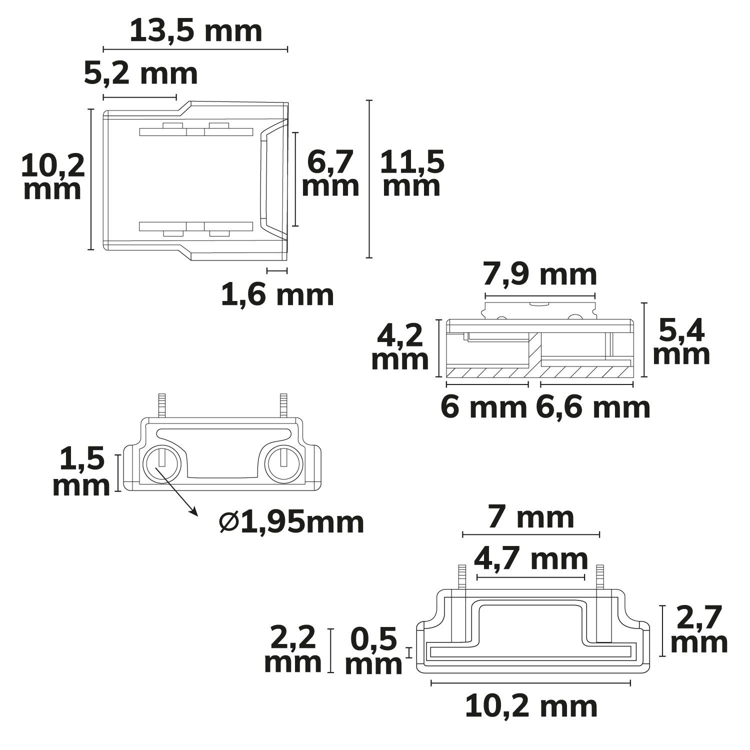 ISOLED Kontakt-Kabelanschluss (max. 5A/0,5qmm) K2-210 für 2-pol. IP20 Flexstripes mit Breite 10mm - 3
