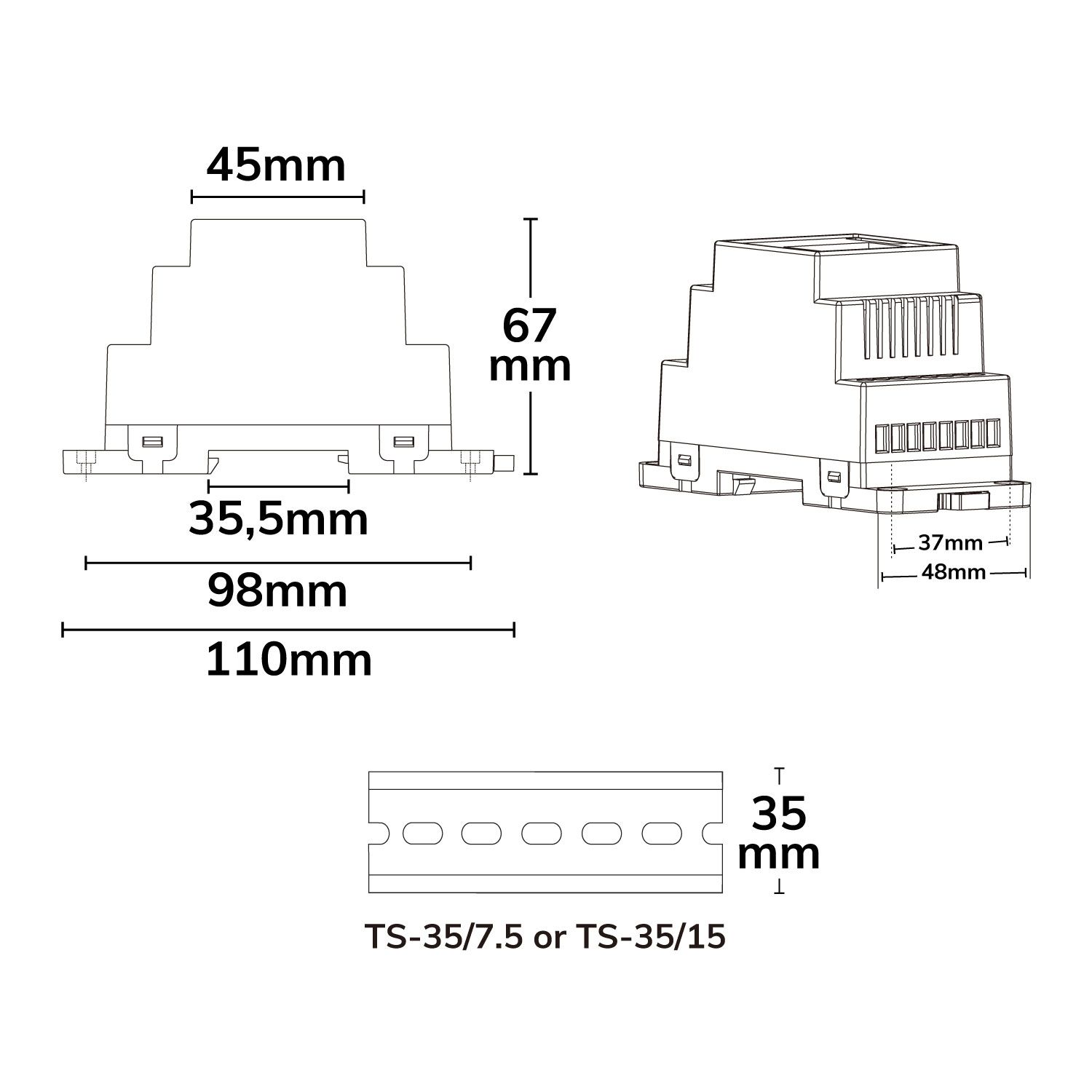 ISOLED DALI-2 DT6 230V AC Hutschienen Dimmer, 360VA - 3