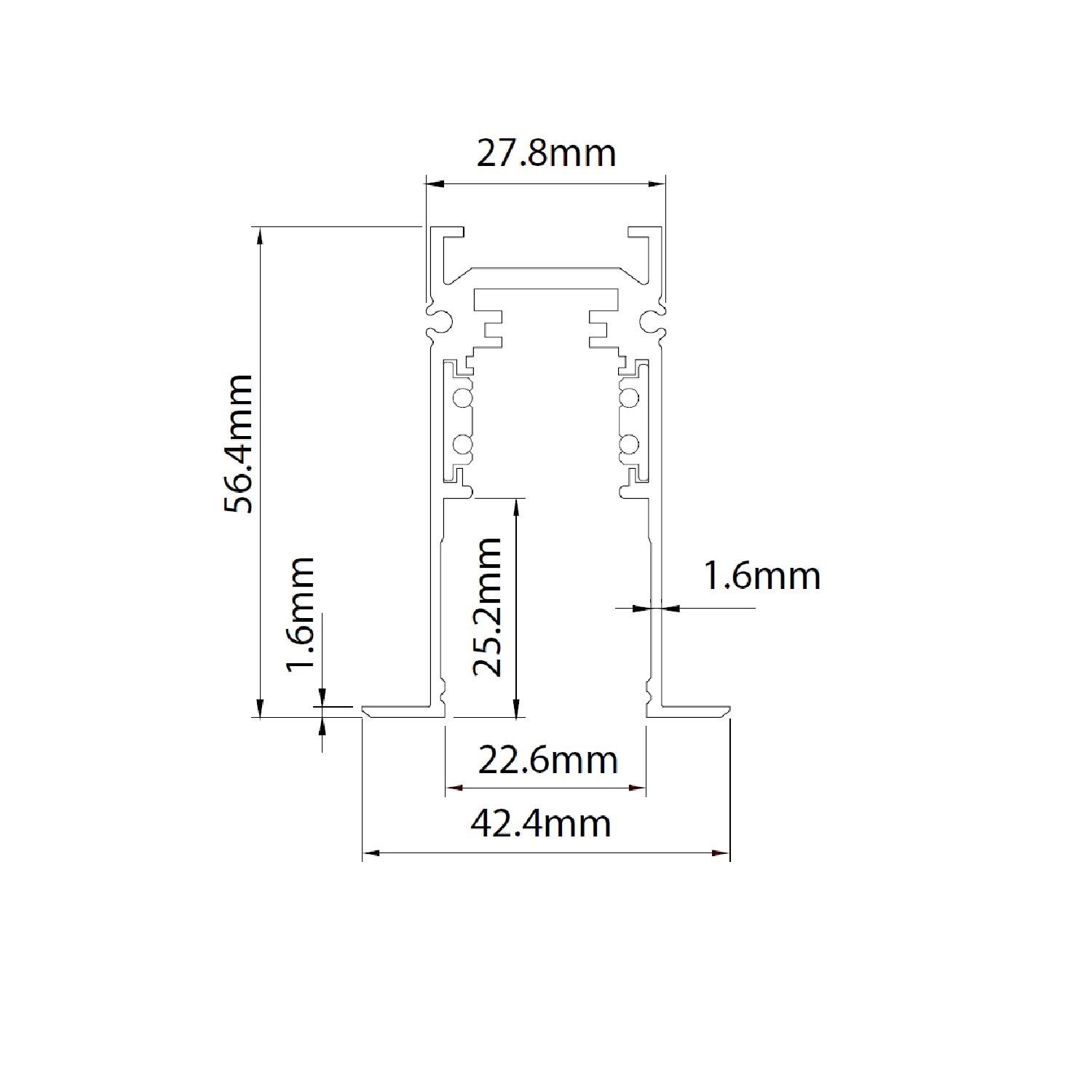 ISOLED Track48 Einbauschiene, schwarz, 200cm, 4-polig, inkl. Endkappen und Schutzcover - 3