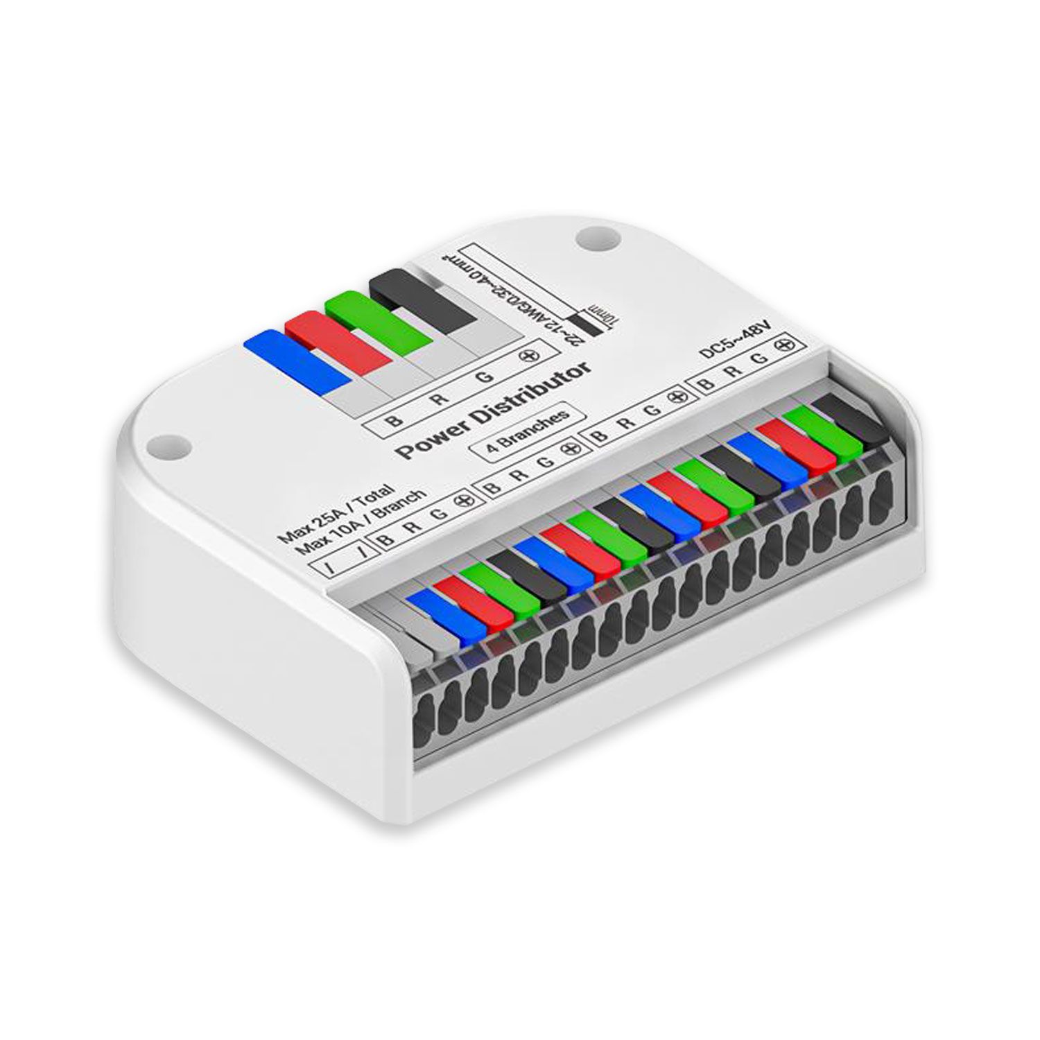 ISOLED PowerSplitter 4-pol. x 4, 5-48V DC, 0.5mm² - 3mm² (6-10A) auf 0.25 - 1,5mm² (3-10A), weiß, max. 25A ISOLED PowerSplitter 4-pol. x 4, 5-48V DC, 0.5mm² - 3mm² (6-10A) auf 0.25 - 1,5mm² (3-10A), weiß, max. 25A - 1