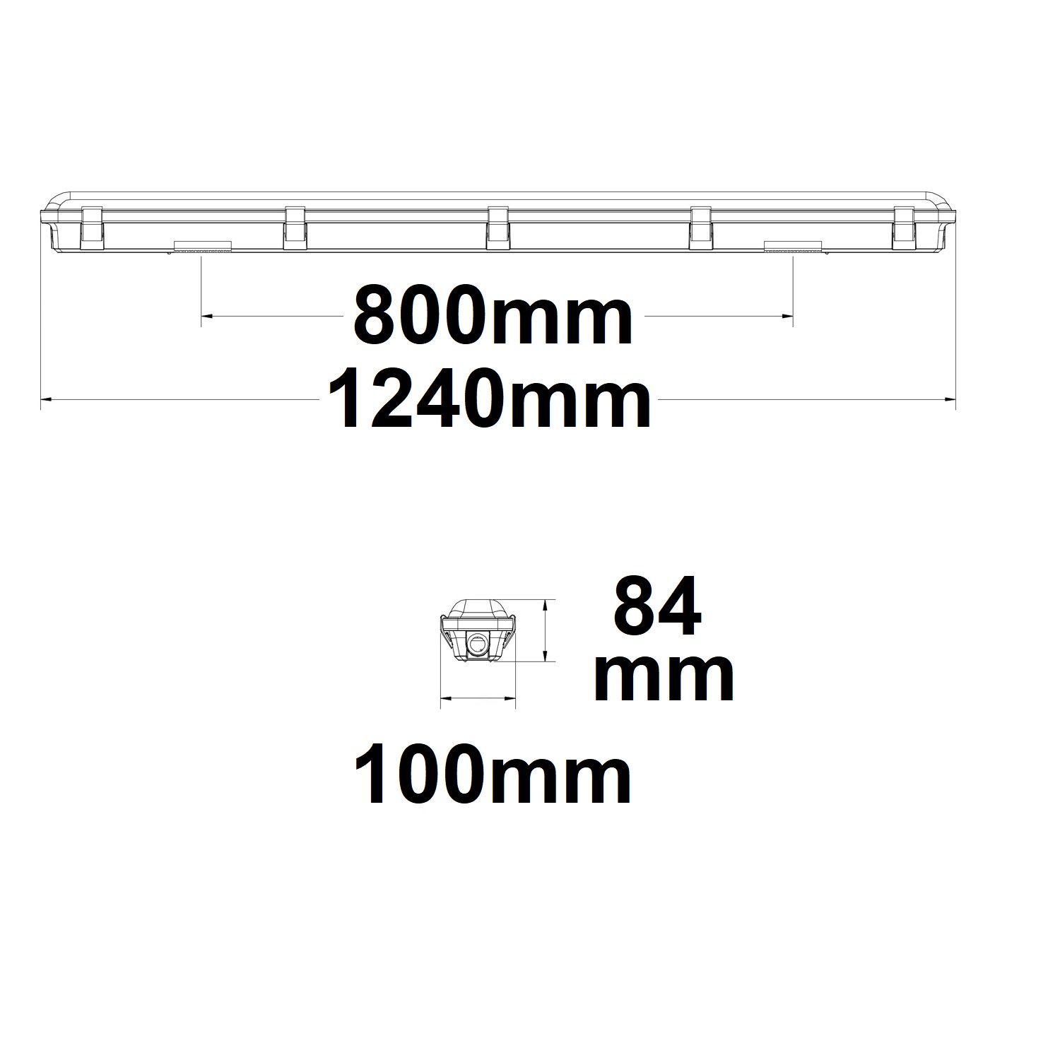 ISOLED LED Wannenleuchte 120cm, IP65, PowerSwitch 22-40W, 4000K - 4