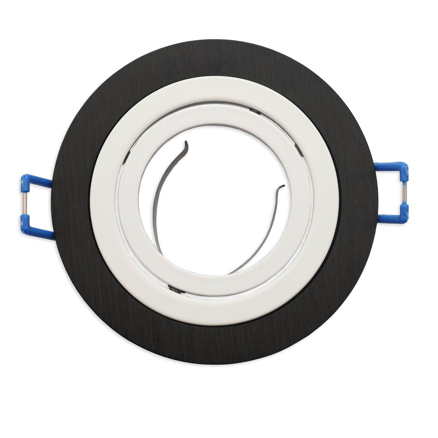 ISOLED Einbaurahmen rund, Loch 80mm, schwarz + Alu weiß, für GU10/MR16 Spots - 2