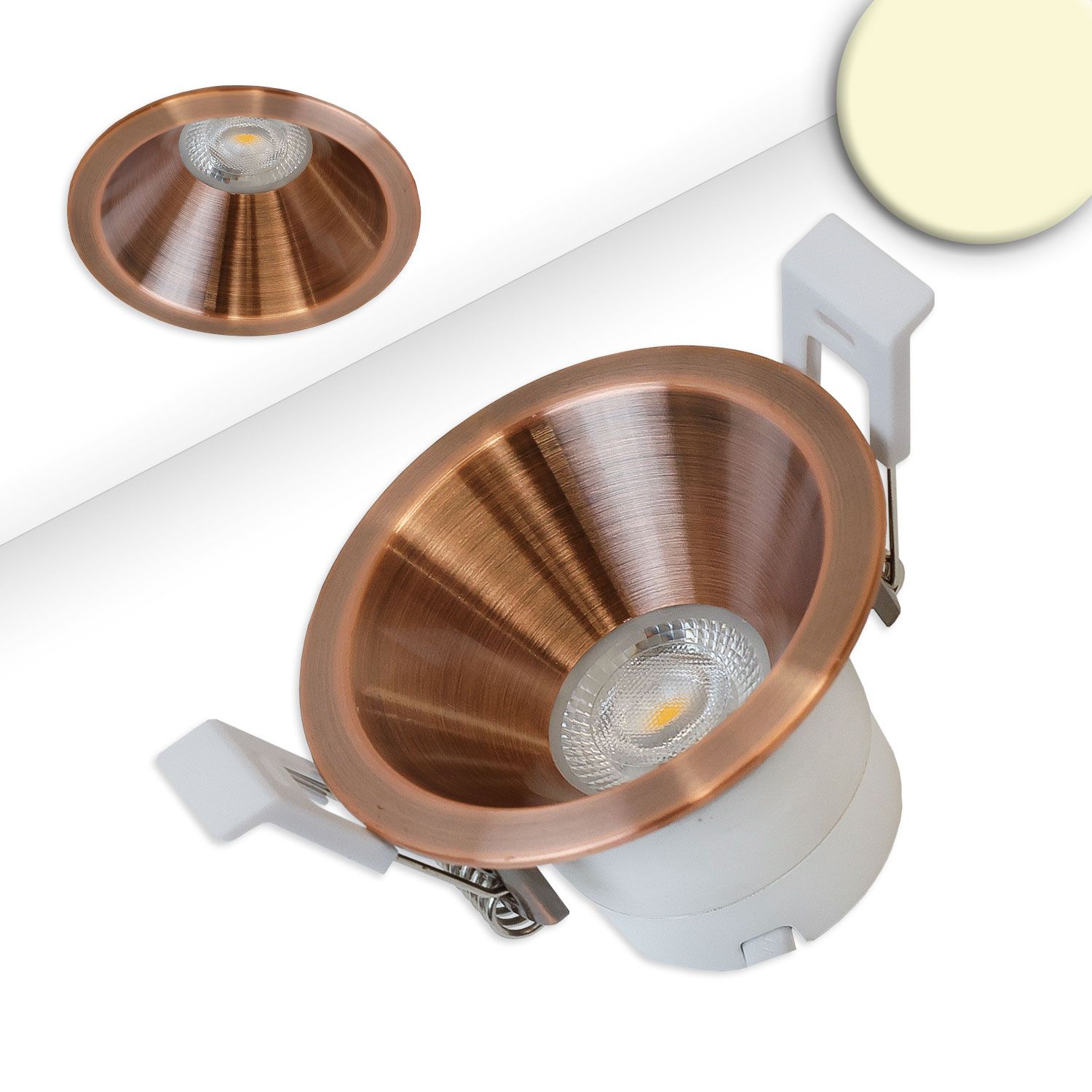ISOLED LED Einbaustrahler BACK60, rosegold, rund, 5W, CRI90, 3000K, rückversetzt, UGR