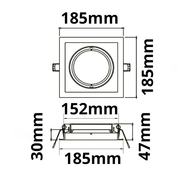 ISOLED Einbaurahmen AR111, eckig, 1 fach, schwenkbar - 3