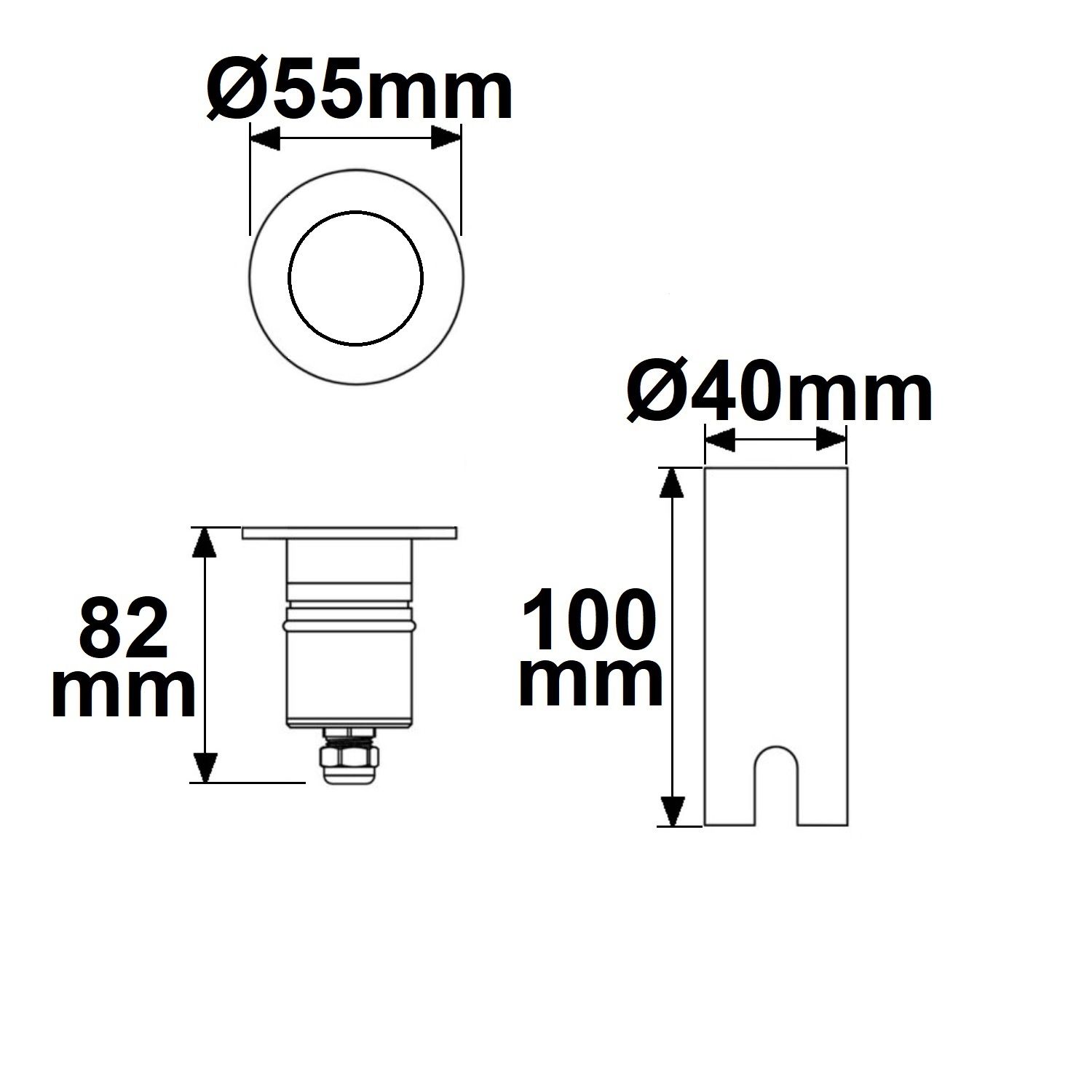 ISOLED LED Bodeneinbaustrahler, rund 55mm, Edelstahl, 12-24V, IP67, 3W, 30°, warmweiß - 3