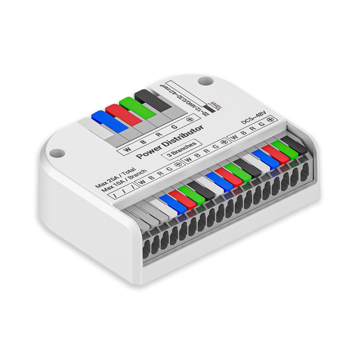 ISOLED PowerSplitter 5-pol. x 3, 5-48V DC, 0.5mm² - 3mm² (6-10A) auf 0.25 - 1,5mm² (3-10A), weiß, max. 25A ISOLED PowerSplitter 5-pol. x 3, 5-48V DC, 0.5mm² - 3mm² (6-10A) auf 0.25 - 1,5mm² (3-10A), weiß, max. 25A - 1