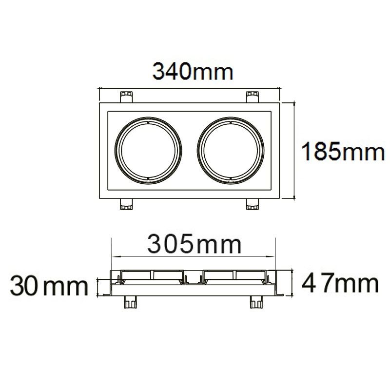ISOLED Einbaurahmen AR111, eckig, 2 fach, schwenkbar - 3