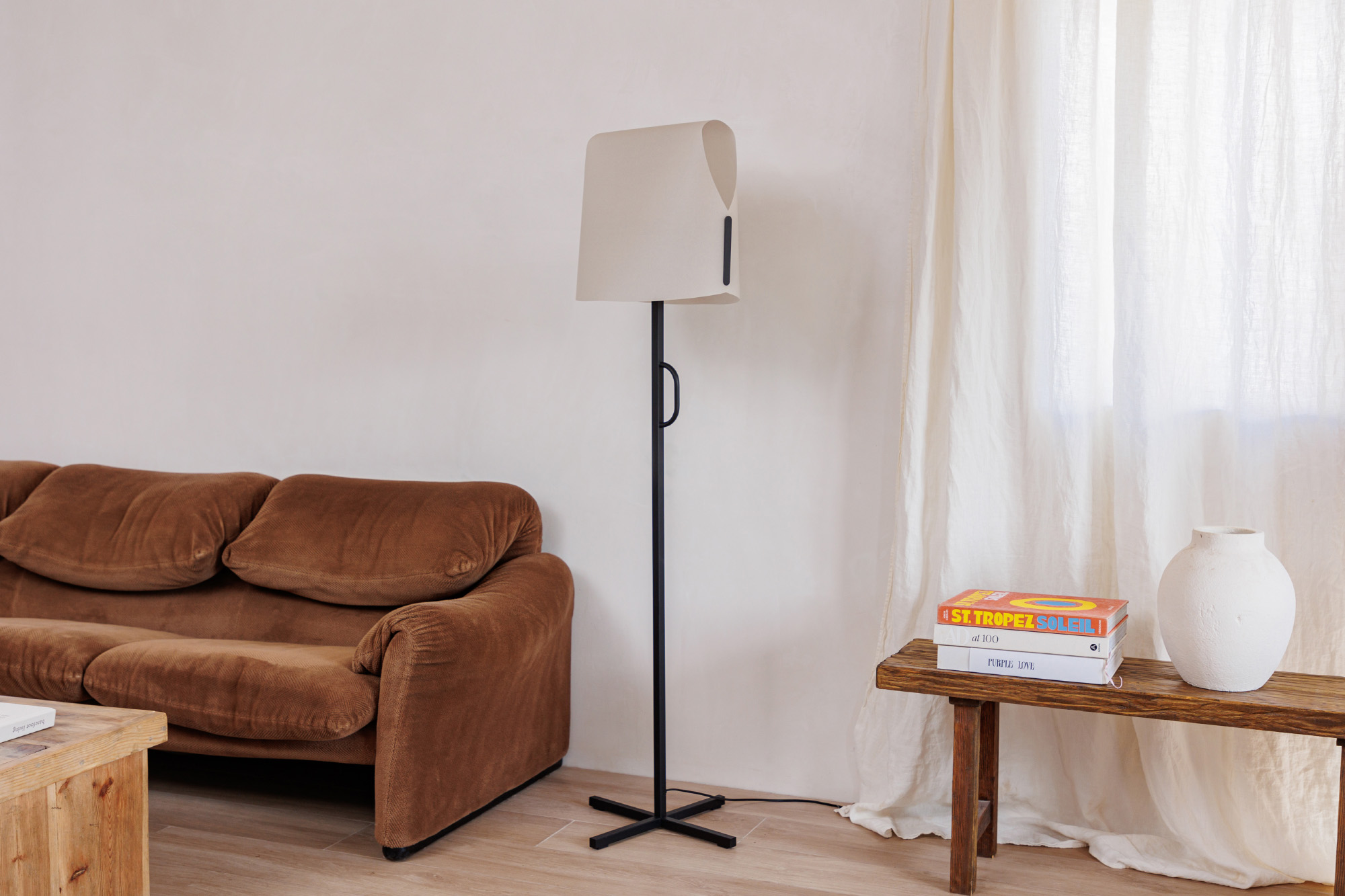 Faro LUANG Wohnzimmer Stehleuchte schwarz/beige - 5