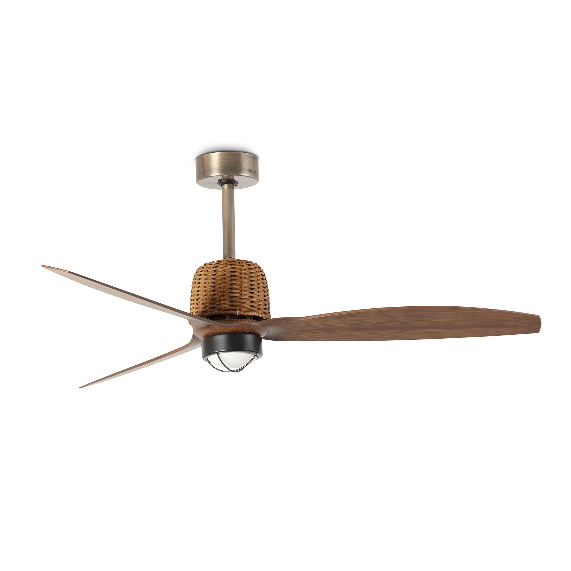 Faro WEAVER M LED Ventilator altgold/Nussbaum 3000K TUYA - Produktbild 1