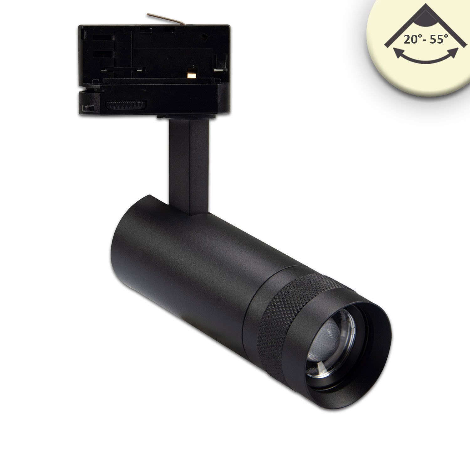 ISOLED 3-Phasen Schienenstrahler fokussierbar, 8W, 20°-55°, schwarz matt, 2700K, dimmbar ISOLED 3-Phasen Schienenstrahler fokussierbar, 8W, 20°-55°, schwarz matt, 2700K, dimmbar - 1