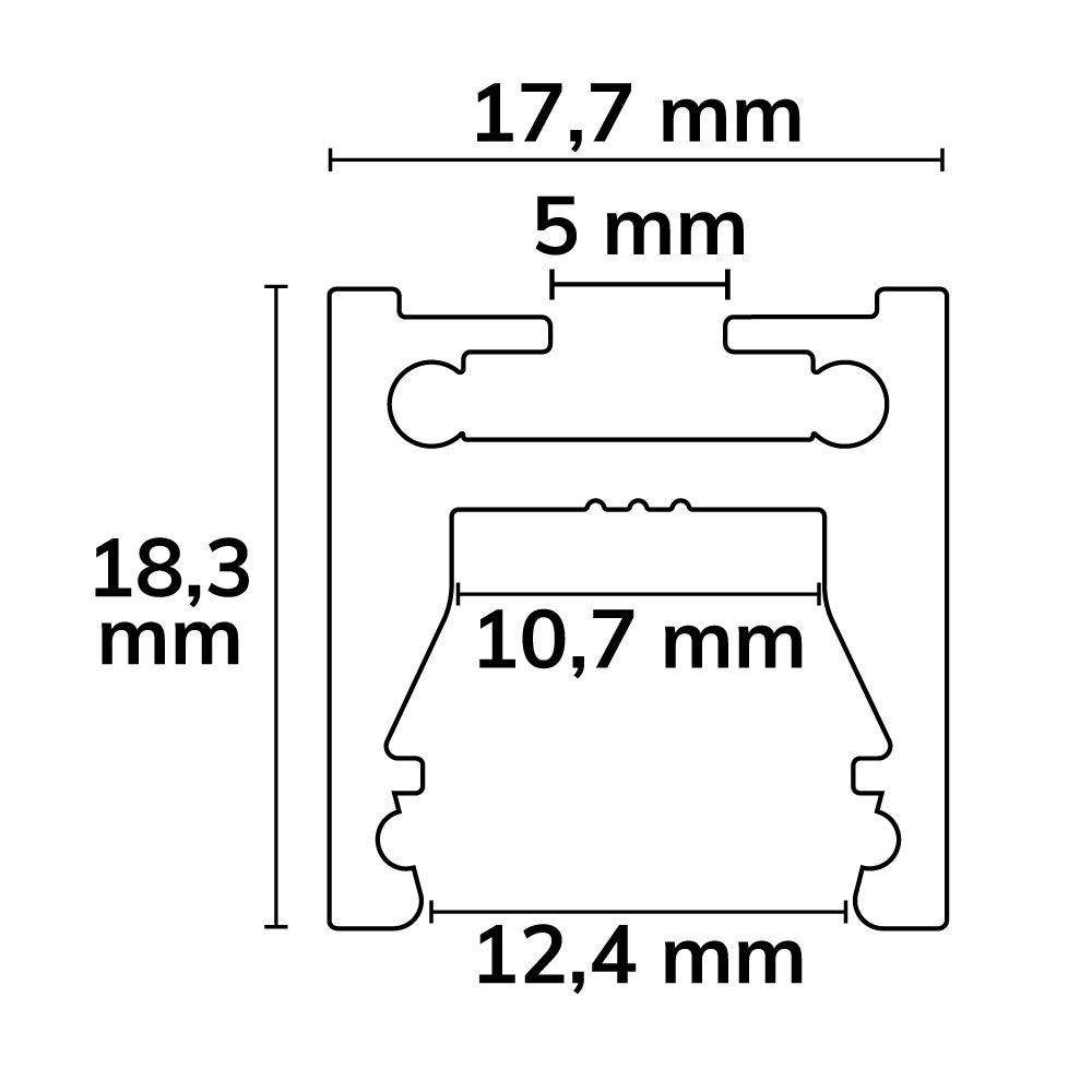 ISOLED Gardinenprofil Curtain10 ONE FLAT, schwarz RAL 9005, 200cm - 3