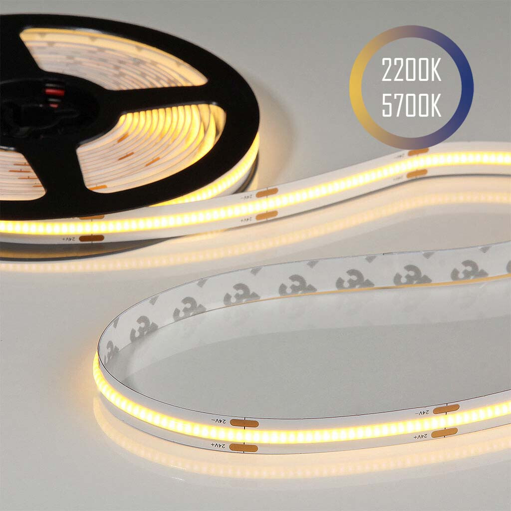 Emilum Flex COB CCT LED-Streifen 24V, 14W, 2200K/5700K, CRI90, 604LED, IP20, 10mm - Produktbild 1