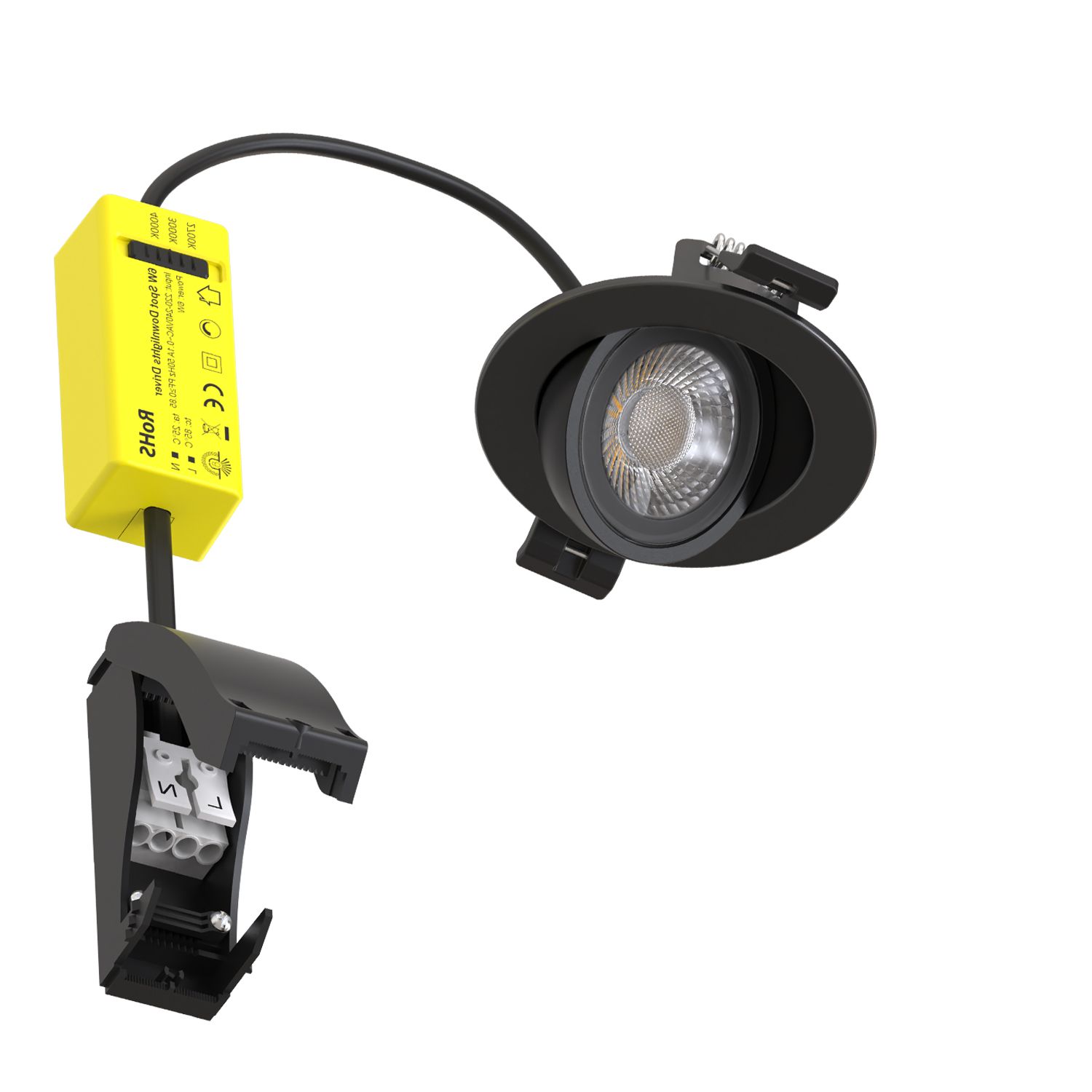 ISOLED LED Einbaustrahler Sphere-68 schwenkbar, 6W, 40°, 2700|3000|4000K, CRI90, schwarz, dimmbar - 4