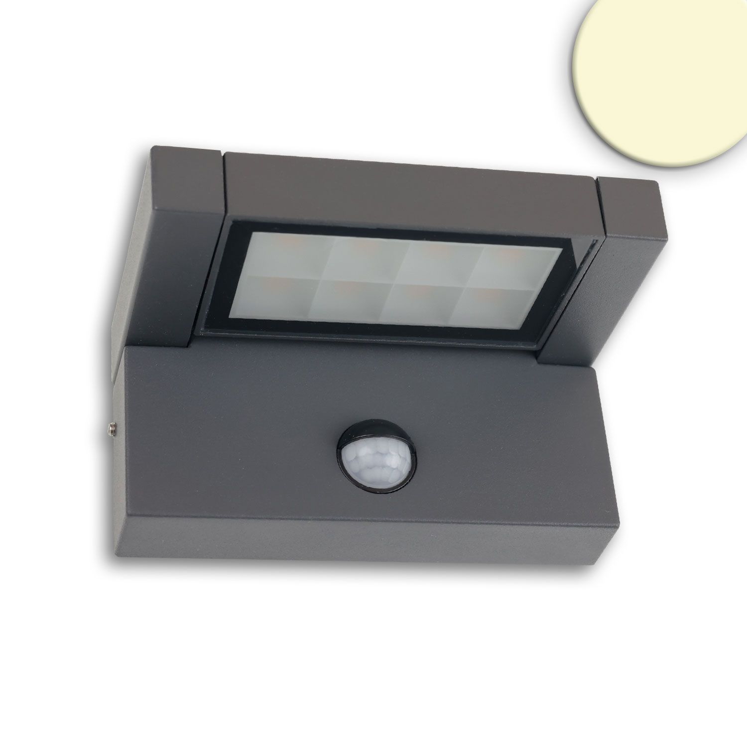 ISOLED LED Wandleuchte mit einstellbarem PIR Bewegungs-/Helligkeitssensor, 12W, IP65, schwenkbar, warmweiß - 1