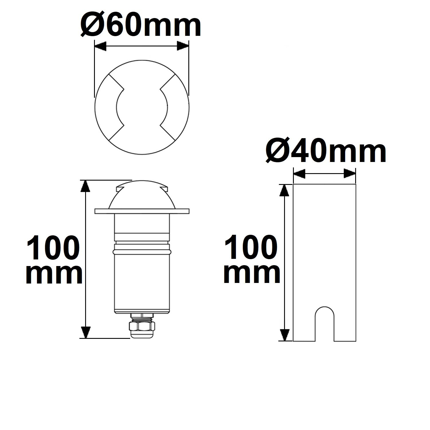 ISOLED LED Bodeneinbaustrahler, rund 2SIDE 60mm, schwarz, 12-24V, IP67, 3W, 60°, warmweiß - 4