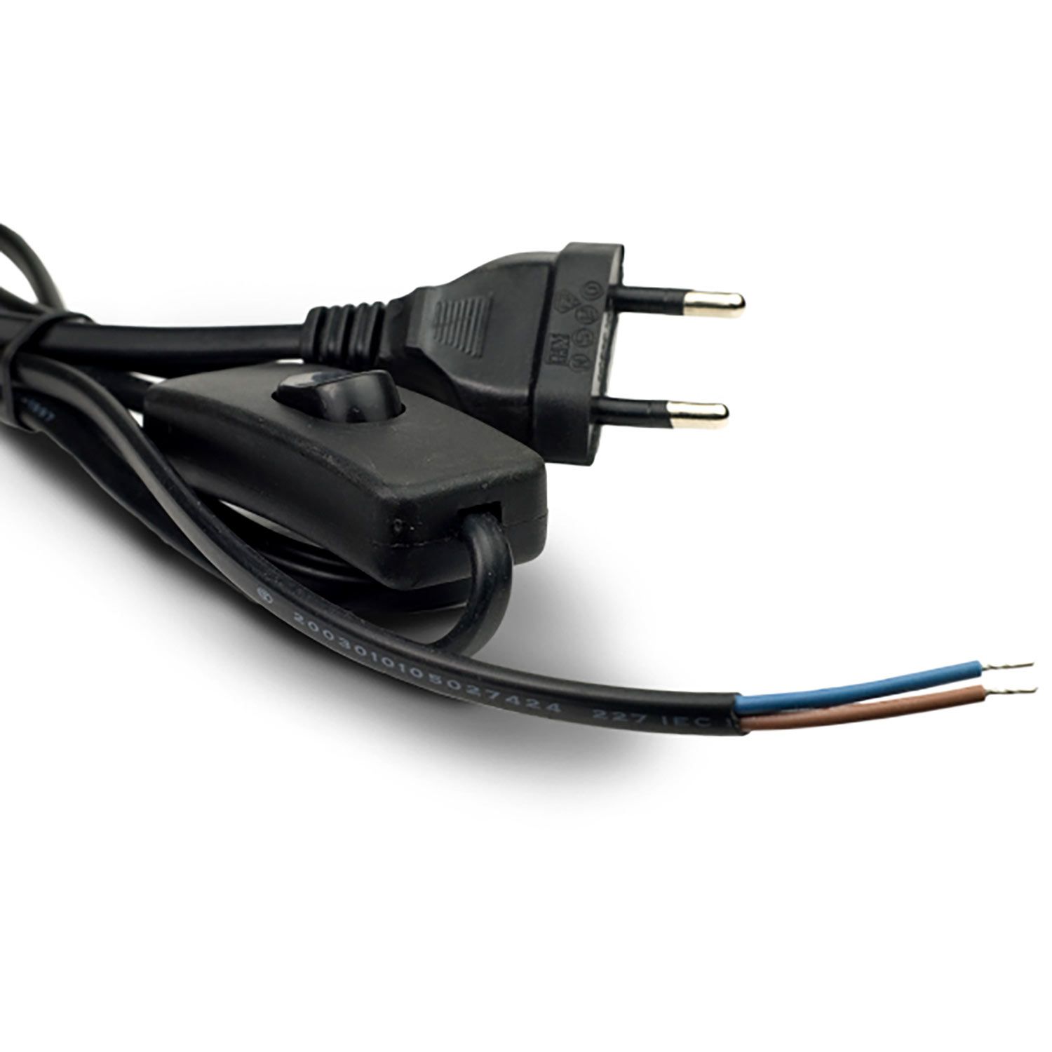 ISOLED Anschlussleitung 1,5m mit Flachstecker und Wippschalter, schwarz, 230V - 1