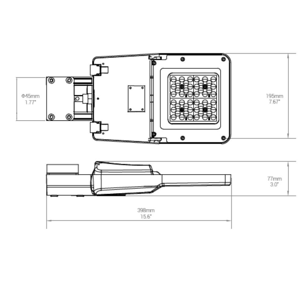 ISOLED LED Street Light GR30, 3000K, IP66, mit Aufnahme für Ausleger DN45 - 3