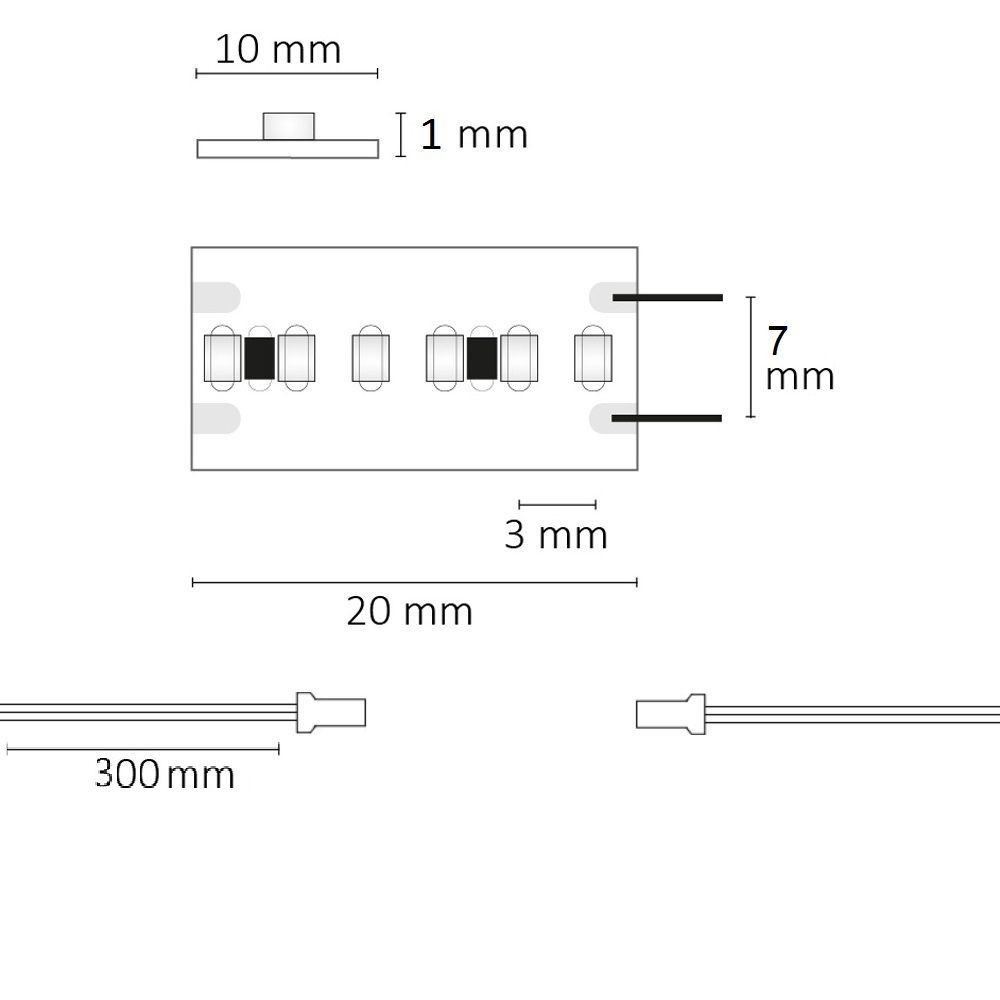 ISOLED LED CRI930 MiniAMP Flexband, 24V DC, 6W, IP20, 3000K, 120cm, beids. 30cm Kabel + maleAMP, 300 LED/m - 4