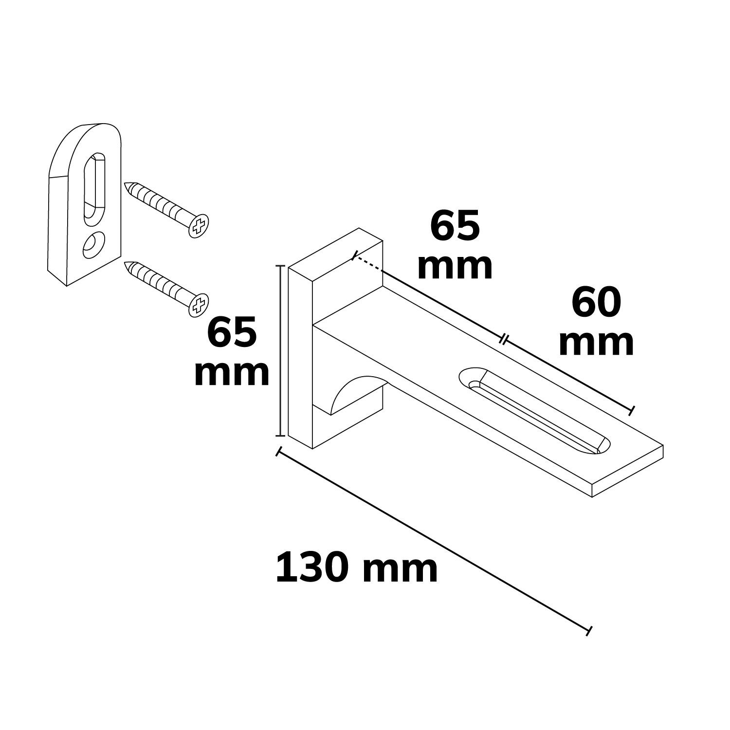 ISOLED Wandausleger für Gardinenprofile, kurz, 2 Stück, schwarz - 2
