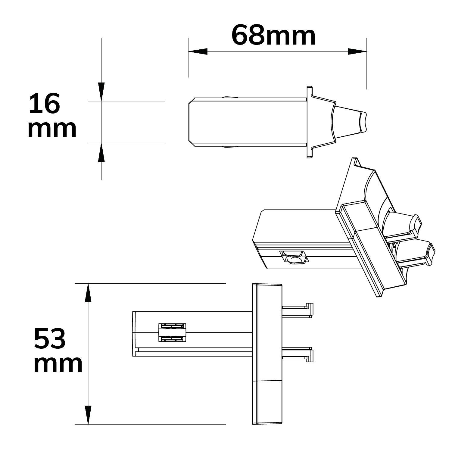 ISOLED Track48 Multi X Verbinder zum Basismodul, für Aufbauschiene, schwarz, max. 6A, 4-polig - 4