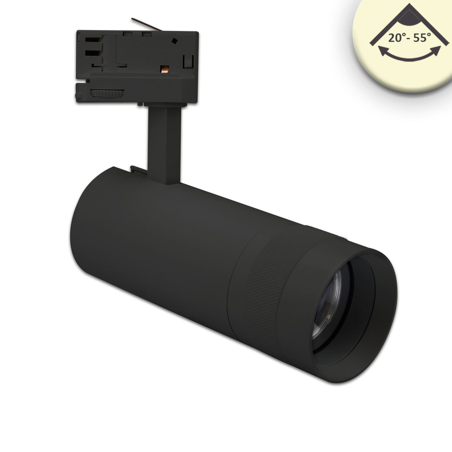 ISOLED 3-Phasen Schienenstrahler fokussierbar, 24W, 20°-55°, schwarz matt, 3000K ISOLED 3-Phasen Schienenstrahler fokussierbar, 24W, 20°-55°, schwarz matt, 3000K - 1