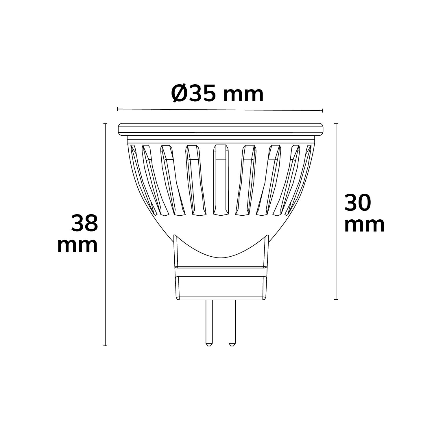 ISOLED MR11 12V LED Sunset 3.5W, 38°, CRI90, 2200-3000K Dimm-to-warm - 2