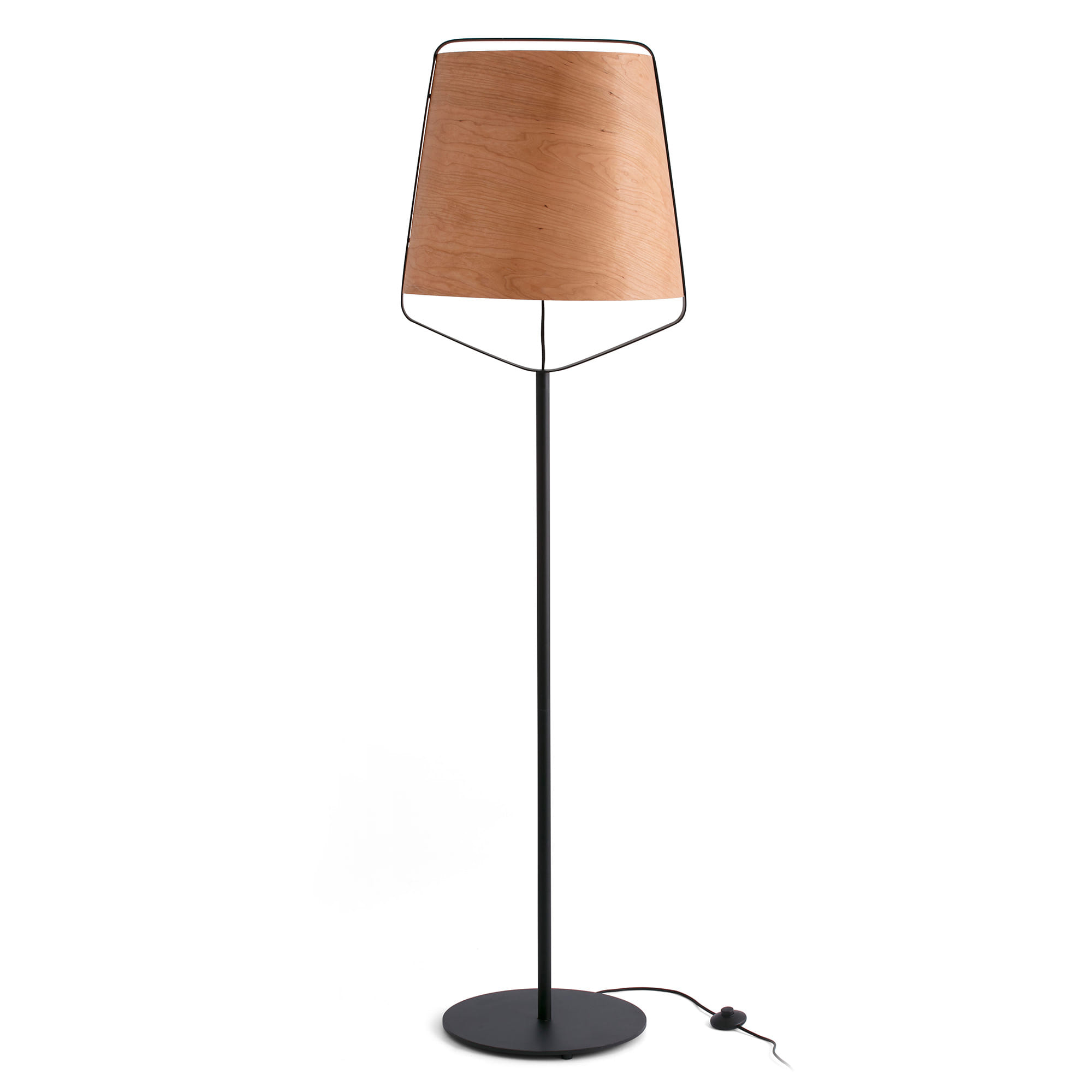 Faro STOOD Wohnzimmer Stehleuchte schwarz und Holz - Produktbild 1