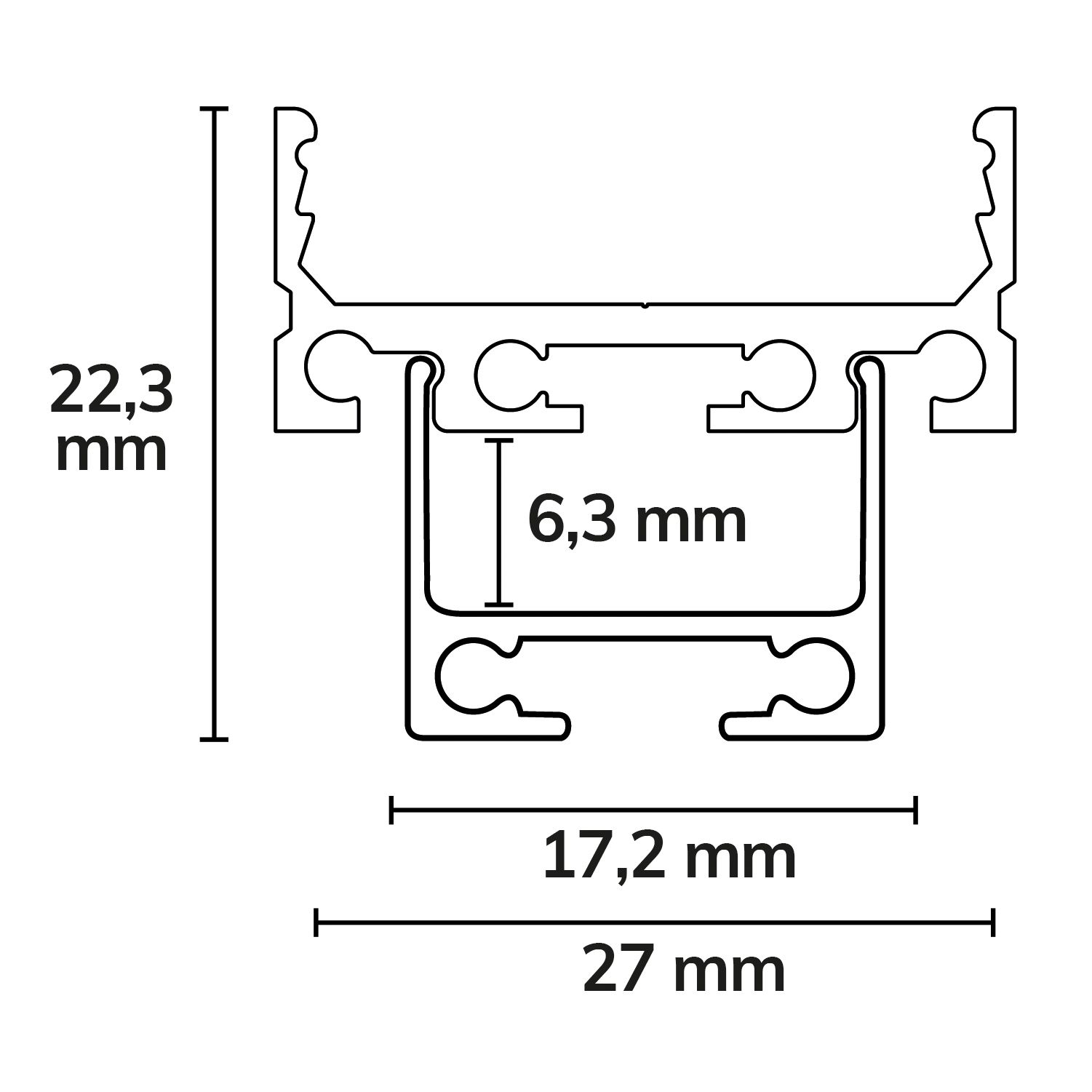 ISOLED LED Aufbauprofil SURF20 FLAT V1 Aluminium eloxiert, 300cm - 4