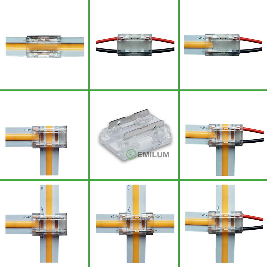 Emilum LED Verbinder, 2-polig, 10mm, LED-Kabel-Universal, COB - Produktbild 1