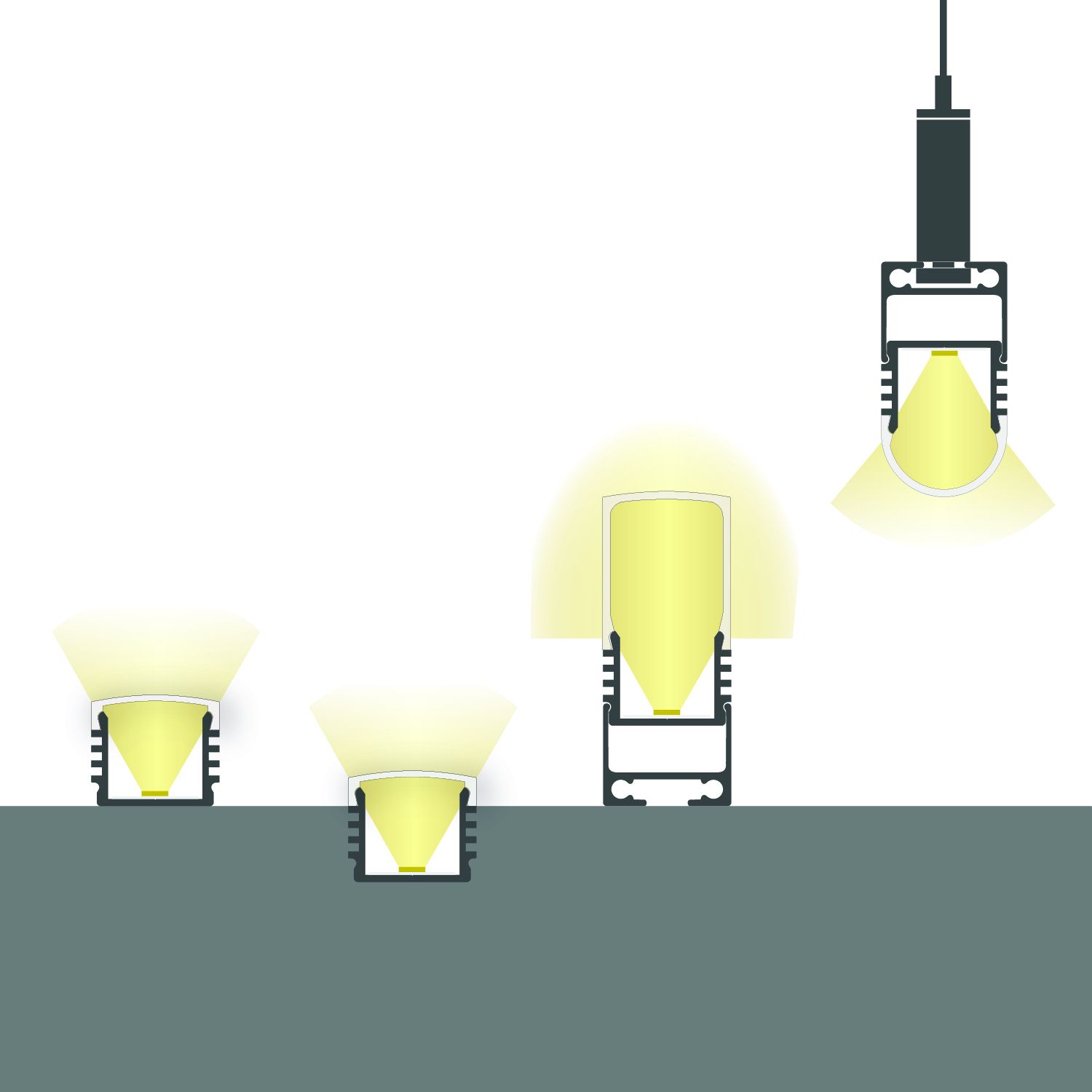 ISOLED LED Aufbauprofil SURF12 BORDERLESS Aluminium pulverbeschichtet weiß RAL 9010, 200cm - 6