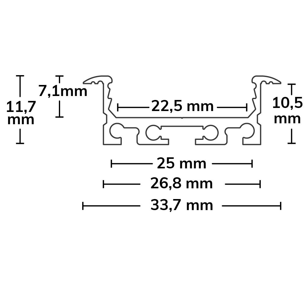 ISOLED LED Einbauprofil DIVE20 FLAT V1 Aluminium eloxiert, 200cm - 3