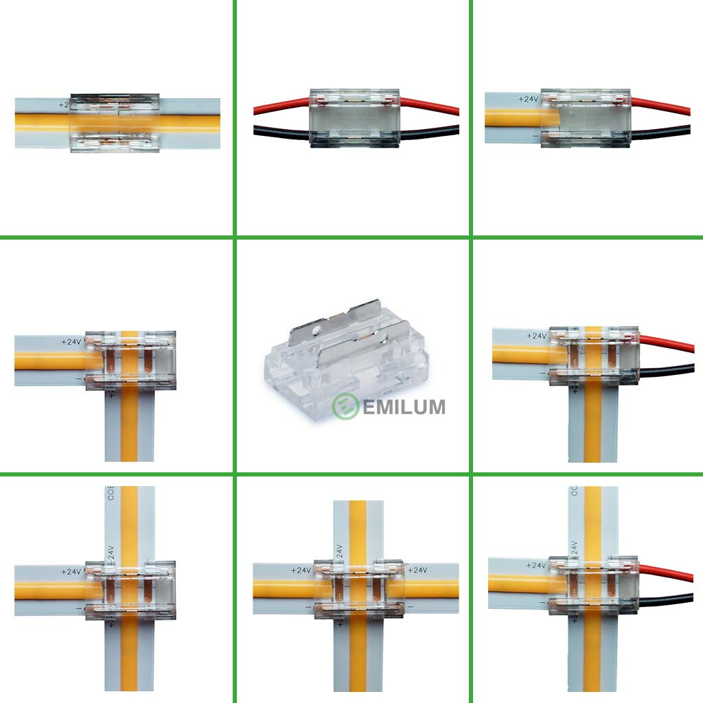 Emilum LED Verbinder, 2-polig, 8mm, LED-Kabel-Universal, COB - Produktbild 1