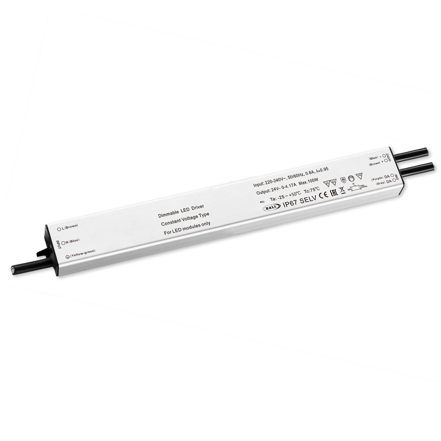 ISOLED LED PWM-Trafo 24V/DC, 0-60W, Push/DALI-2 dimmbar, IP67, SELV, flach, ultraschmal - 1