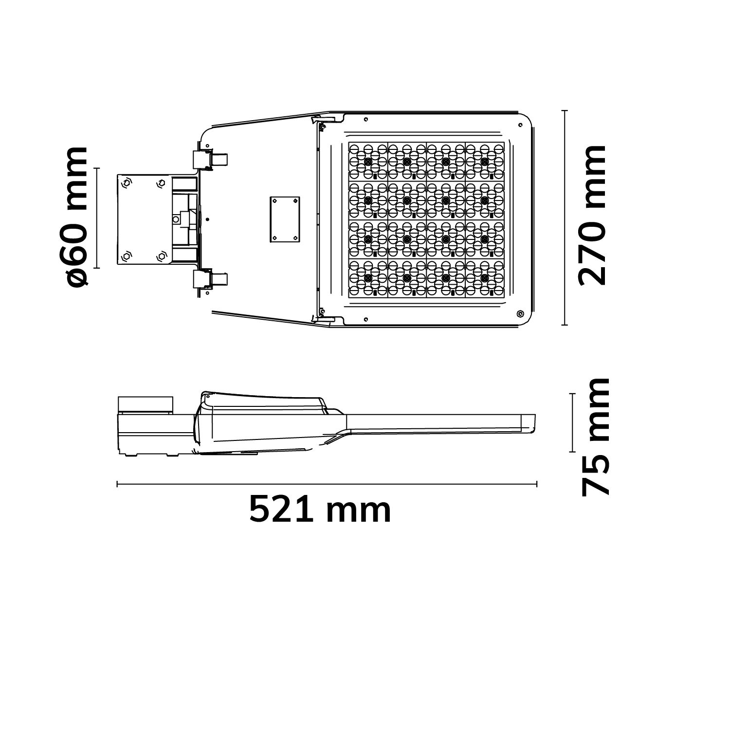 ISOLED LED Street Light GR100, 4000K, IP66, mit Aufnahme für Ausleger DN60 - 3