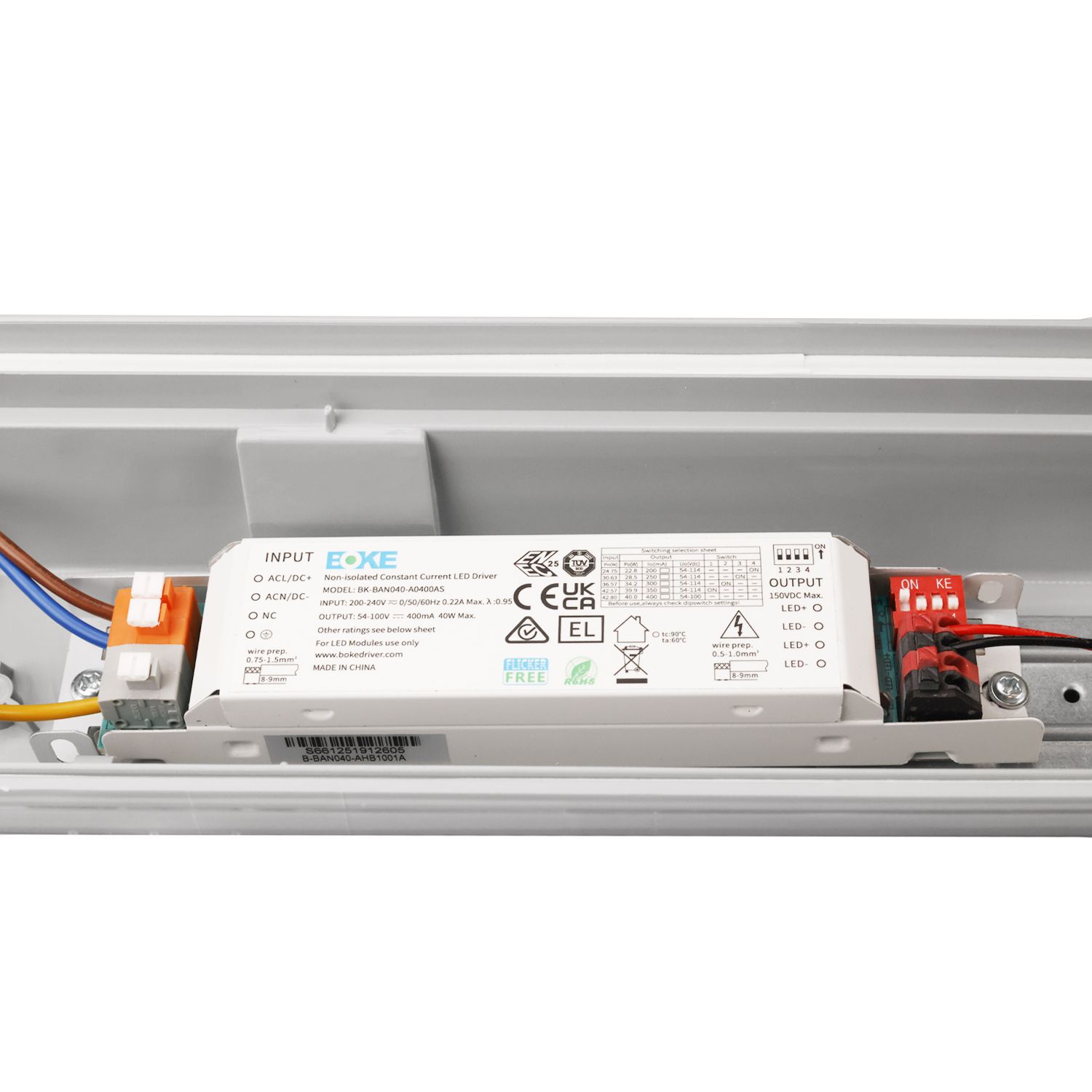 ISOLED LED Wannenleuchte 150cm, IP65, PowerSwitch 35-60W, ColorSwitch 3000|4000|5000K - 5