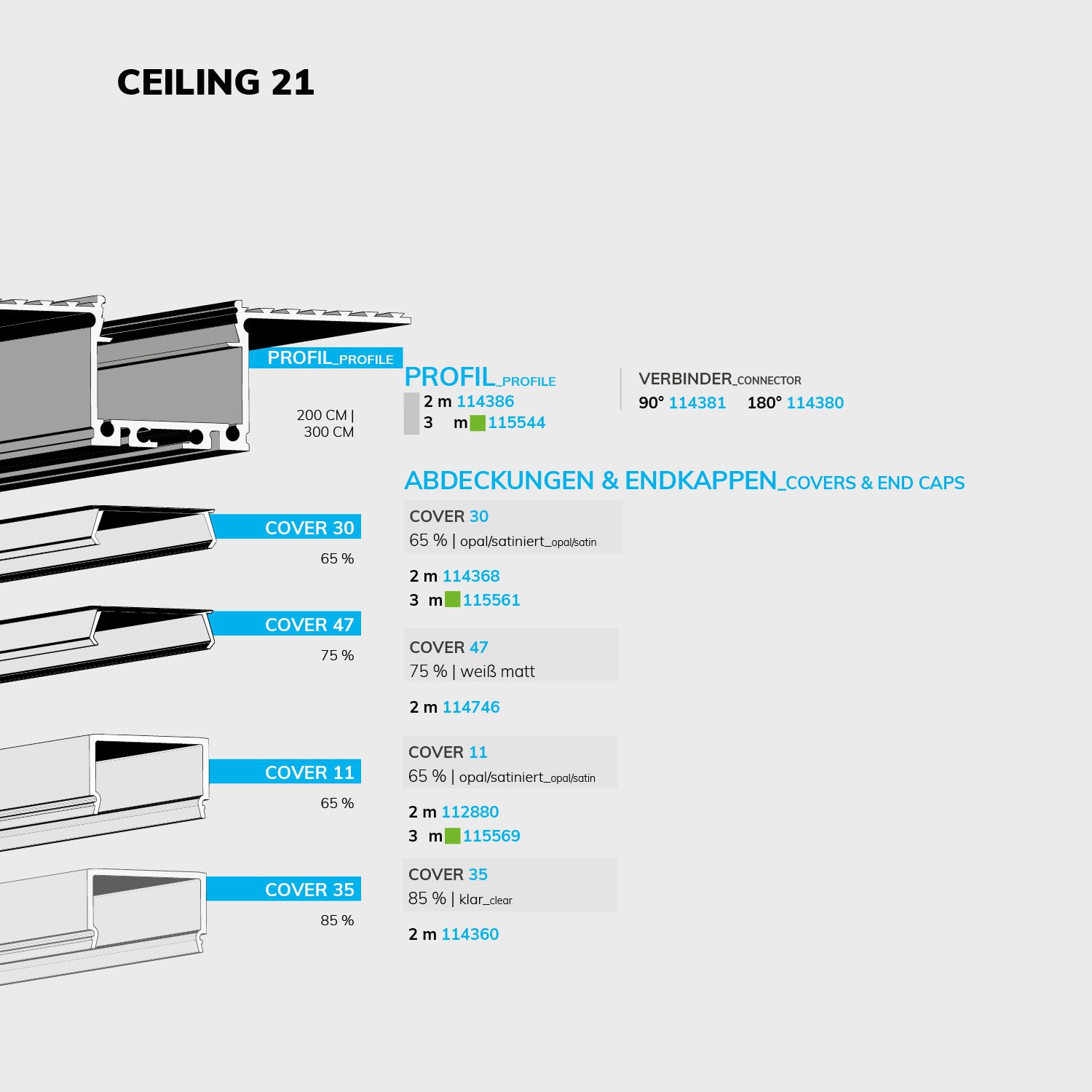 ISOLED LED Trockenbauprofil 21 CEILING, 300cm - 4