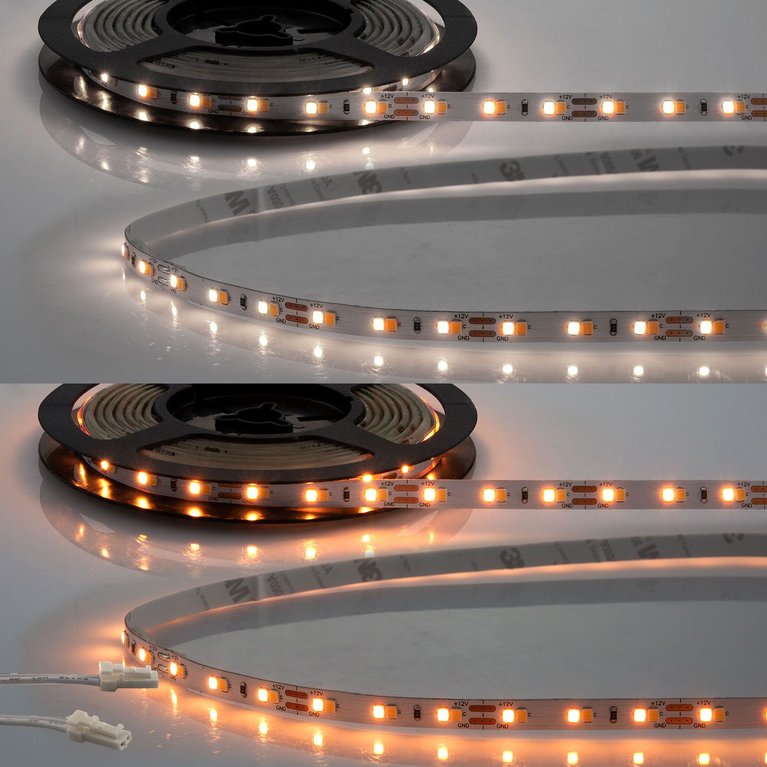 ISOLED LED CRI919/940 MiniAMP CCT Flexband, 12V DC, 8W, IP20, 250cm, 2 polig, Kabel mit Stecker, 126 LED/m - 1