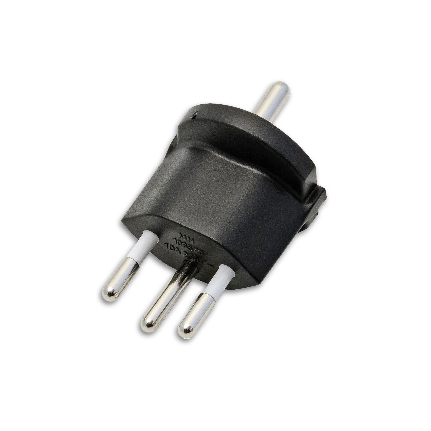 ISOLED Fixadapter CH Typ 12 auf Schuko CEE 7/7, schwarz, nicht demontierbar, 10A - 1
