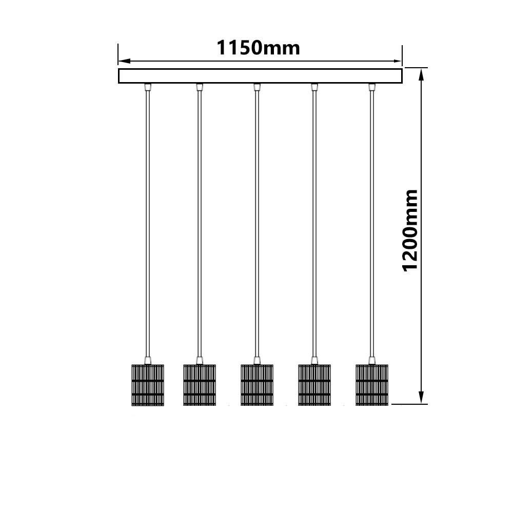 ISOLED Hängeleuchte schwarz matt, 5xE27 Fassung, exkl. Leuchtmittel - 3