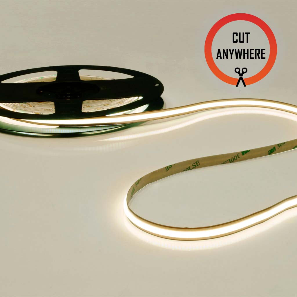 Emilum Cut Anywhere COB LED-Stripe 24V, 13W, 2700K, CRI90, 528LED, IP20, 8mm - Produktbild 1