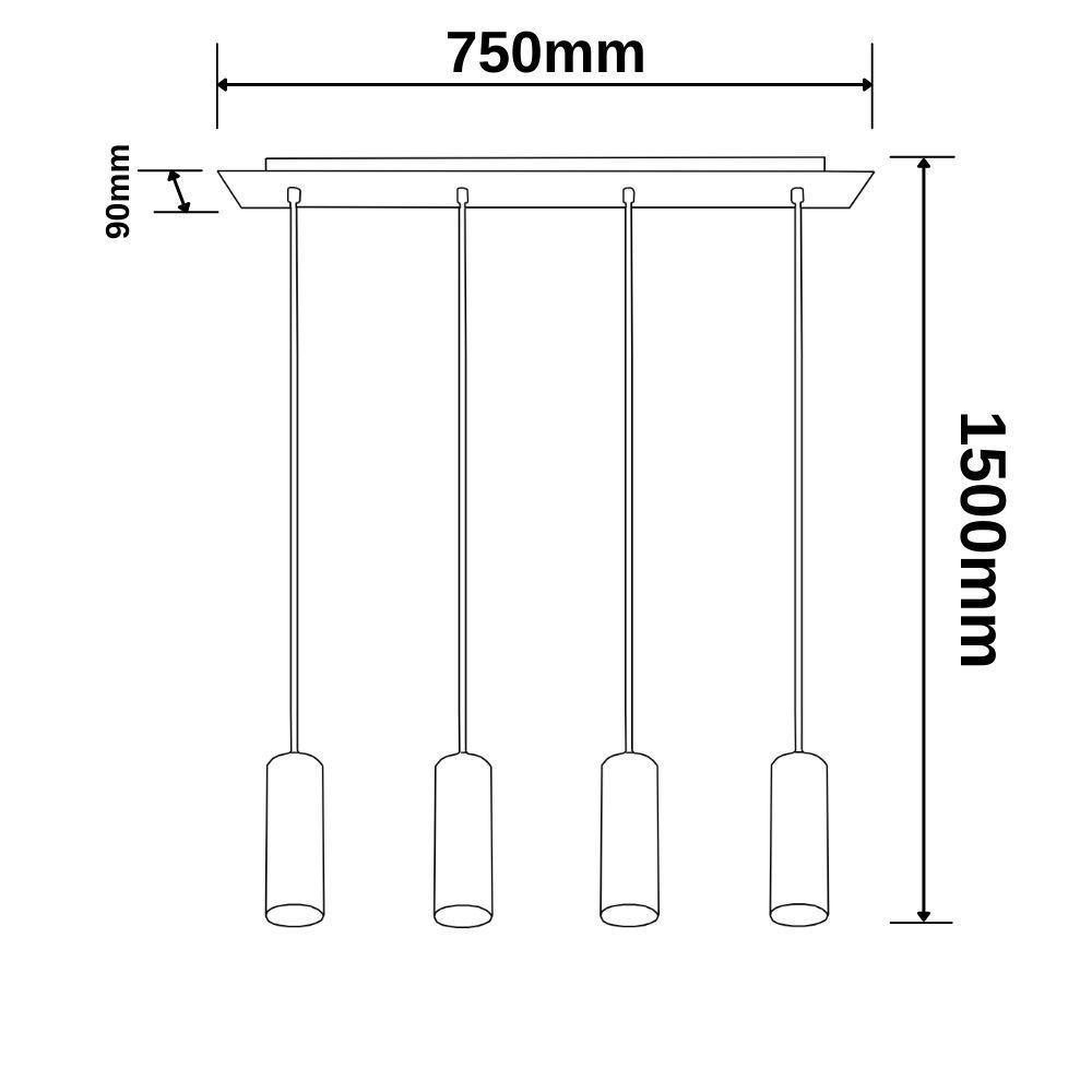 ISOLED Hängeleuchte nickel matt, 4xGU10 Fassung, exkl. Leuchtmittel - 4