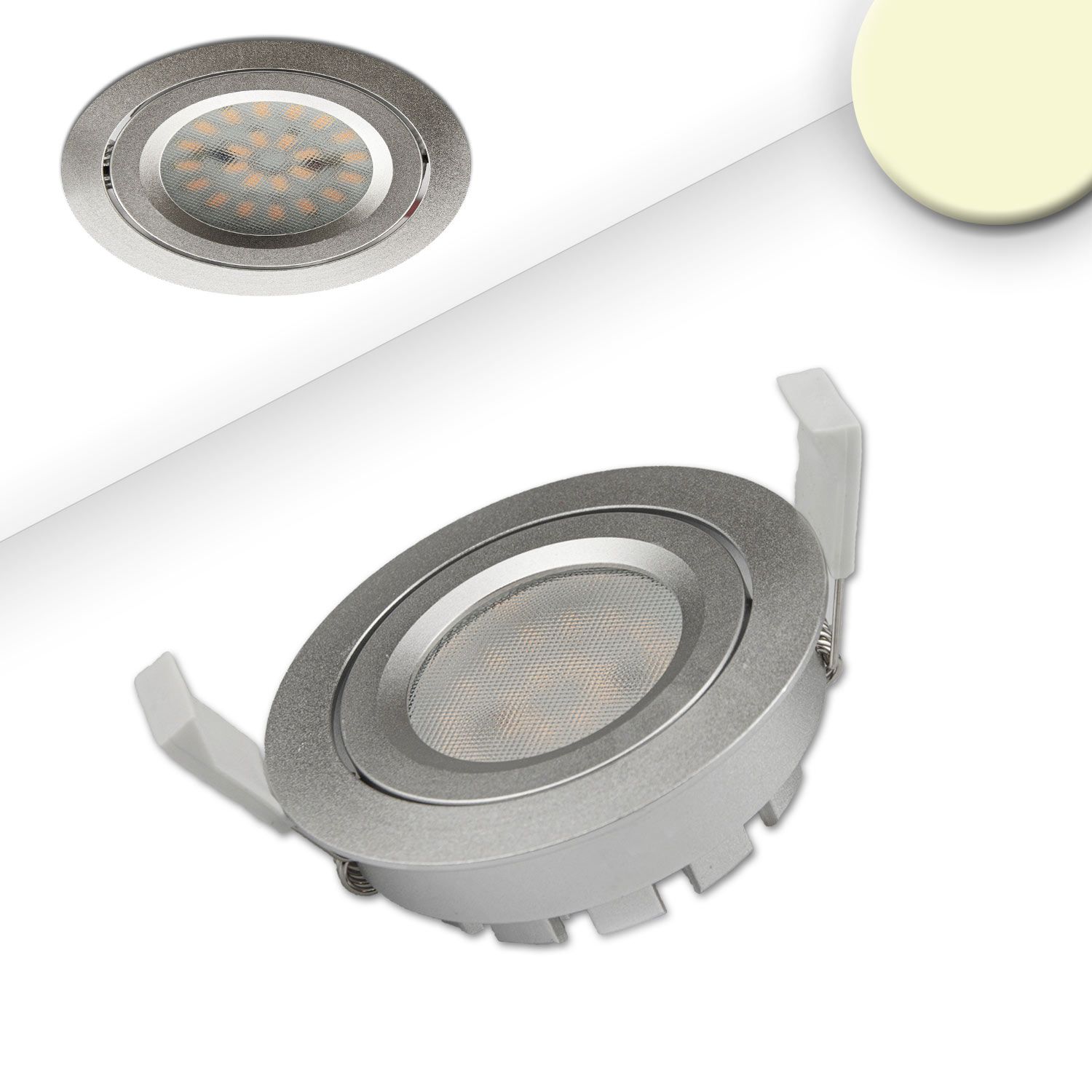 ISOLED LED Einbaustrahler, silber, 8W SMD, 120°, rund, warmweiß, dimmbar ISOLED LED Einbaustrahler, silber, 8W SMD, 120°, rund, warmweiß, dimmbar - 1