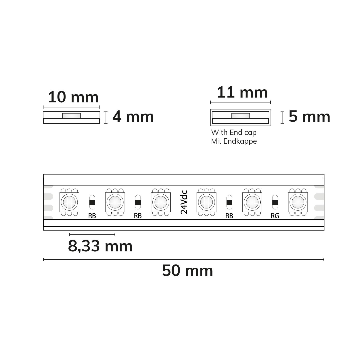 ISOLED LED AQUA RGB Linear Flexband, 24V DC, 14,4W, IP68, 5m Rolle, 120LED/m - 3
