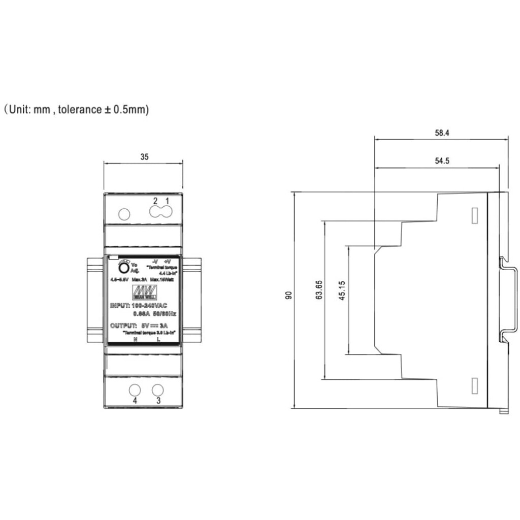 Emilum HDR-30-24 Hutschienen-Netzteil (DIN-Rail) Konstantspannung, 36 W 0 - 1,5 A 24 V/DC PFC - Produktbild 2