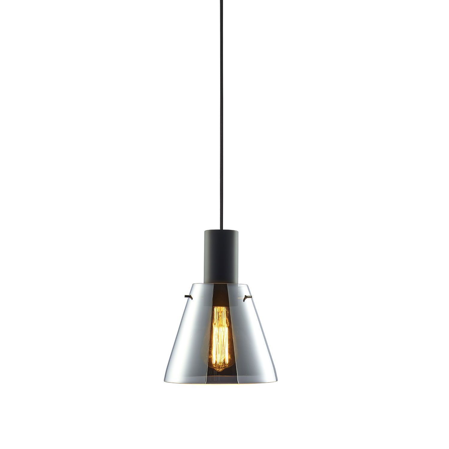 ISOLED Pendelleuchte, black concave Glas, E27, 20cm, 50-300cm, exkl. Leuchtmittel, exkl. Baldachin ISOLED Pendelleuchte, black concave Glas, E27, 20cm, 50-300cm, exkl. Leuchtmittel, exkl. Baldachin - 1