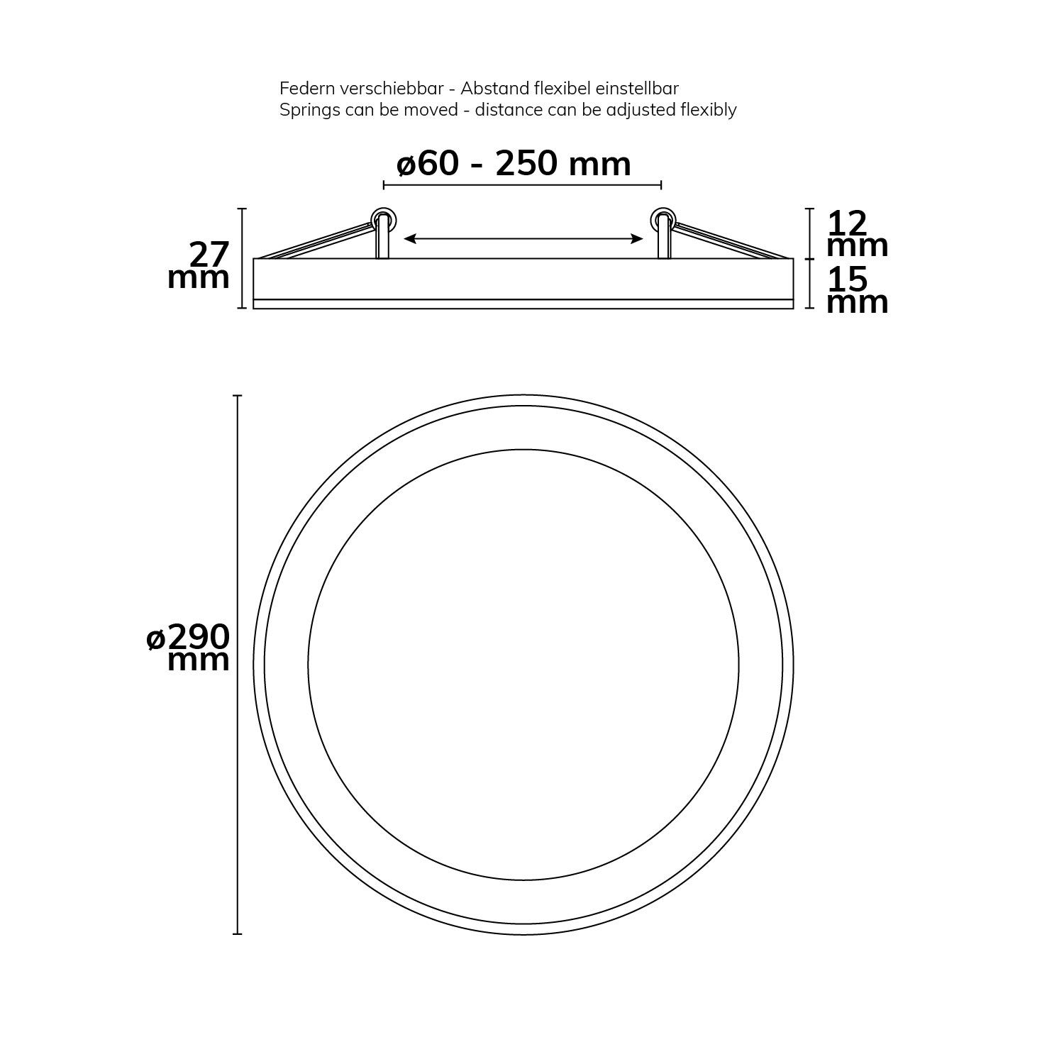 ISOLED LED Aufbau/Einbauleuchte Slim Flex, 24W, schwarz, ColorSwitch 3000|3500|4000K - 3